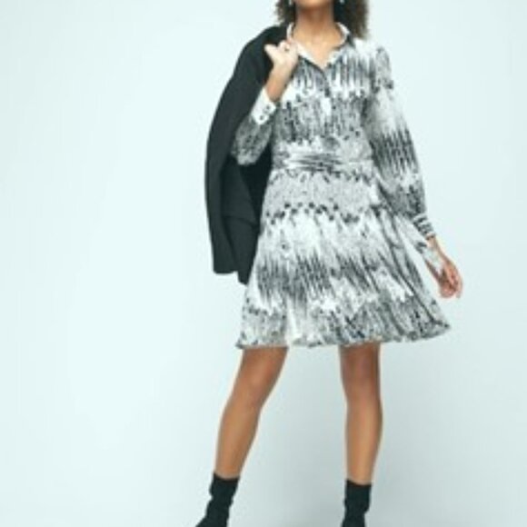 White House/Black Market Godet Long-Sleeved Shirt Dress-Size 6-NWT - Picture 4 of 14